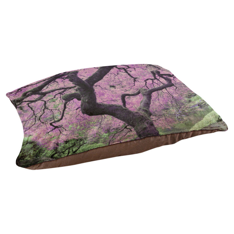 Coussin de designer de l’arbre d’érable japaneses Burkey, L 42 po x l 52 po, Rose / brun foncé