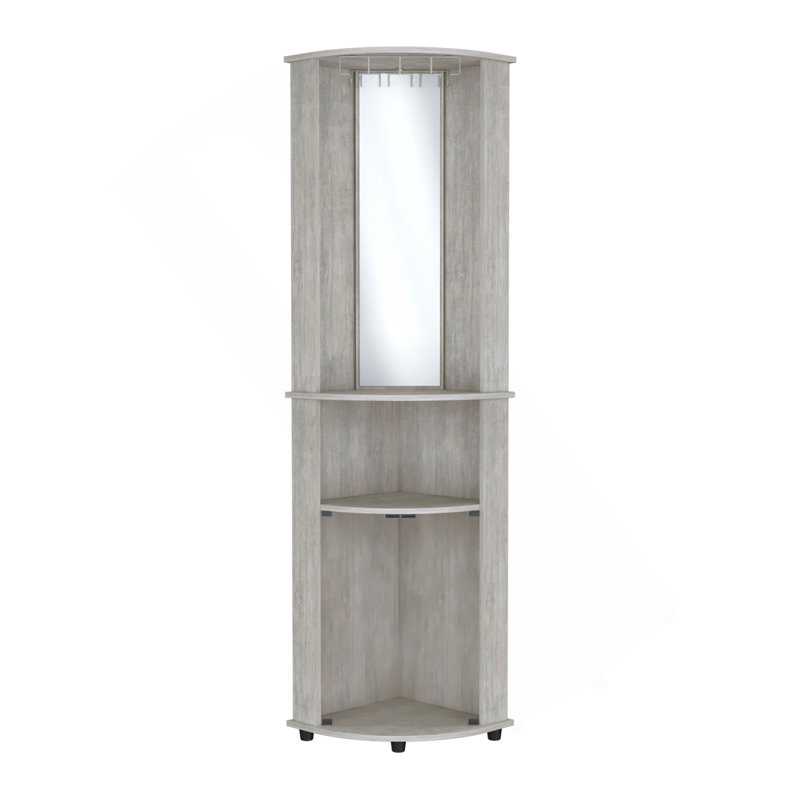 Armoire de bar de coin Chicago, support, porte en verre, Gris