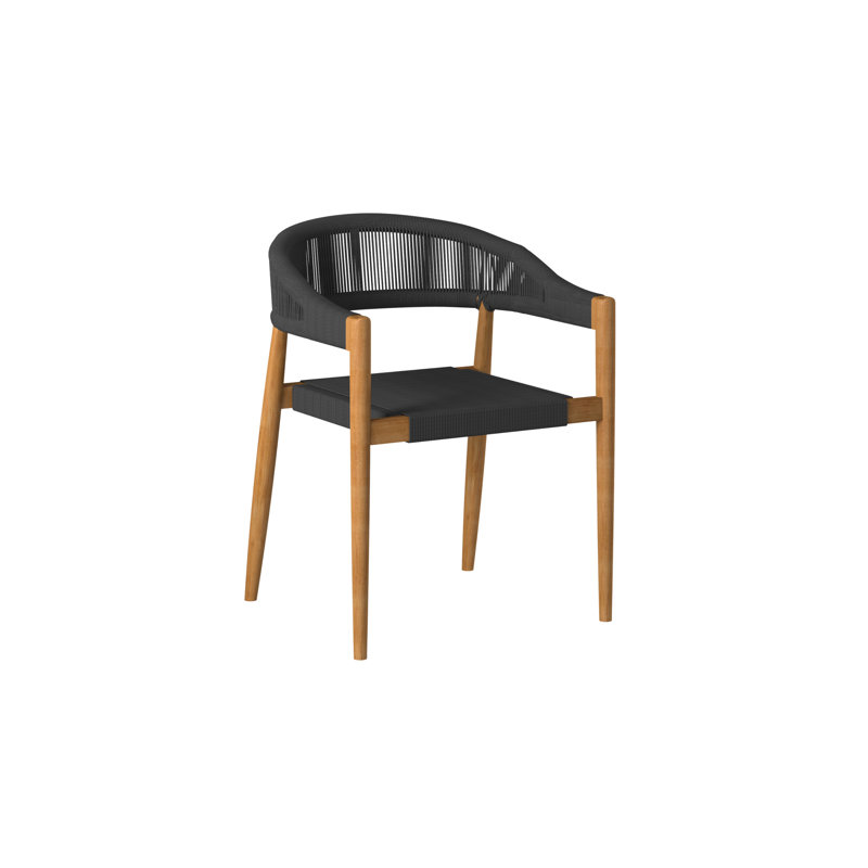 Ensemble de 4 fauteuils Klint, Noir / bois naturel