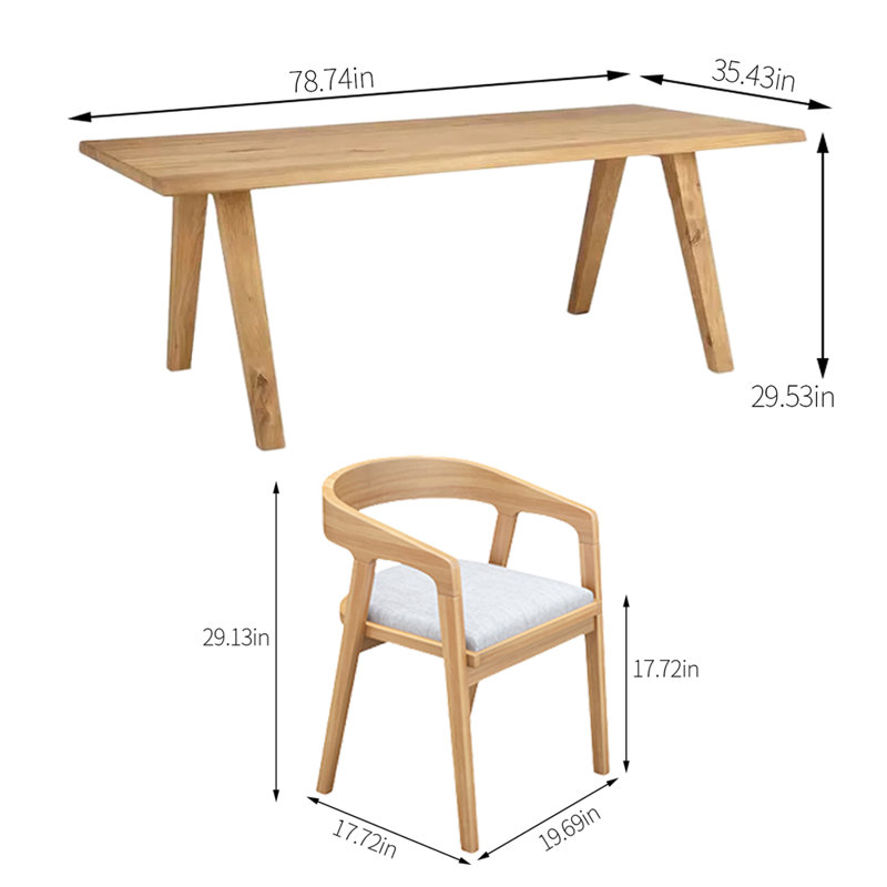 Rectangular Dining Set, H 29,53 po x L 78,74 po x l 35,43 po