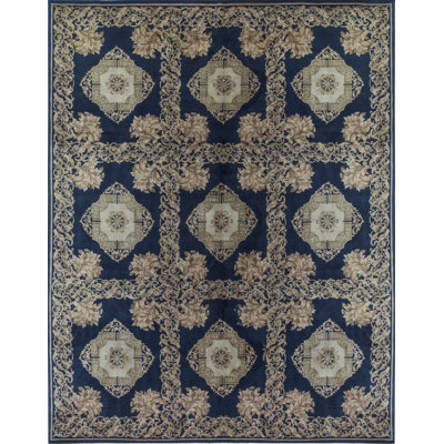 Savonnerie Wool Geometric Area Rug