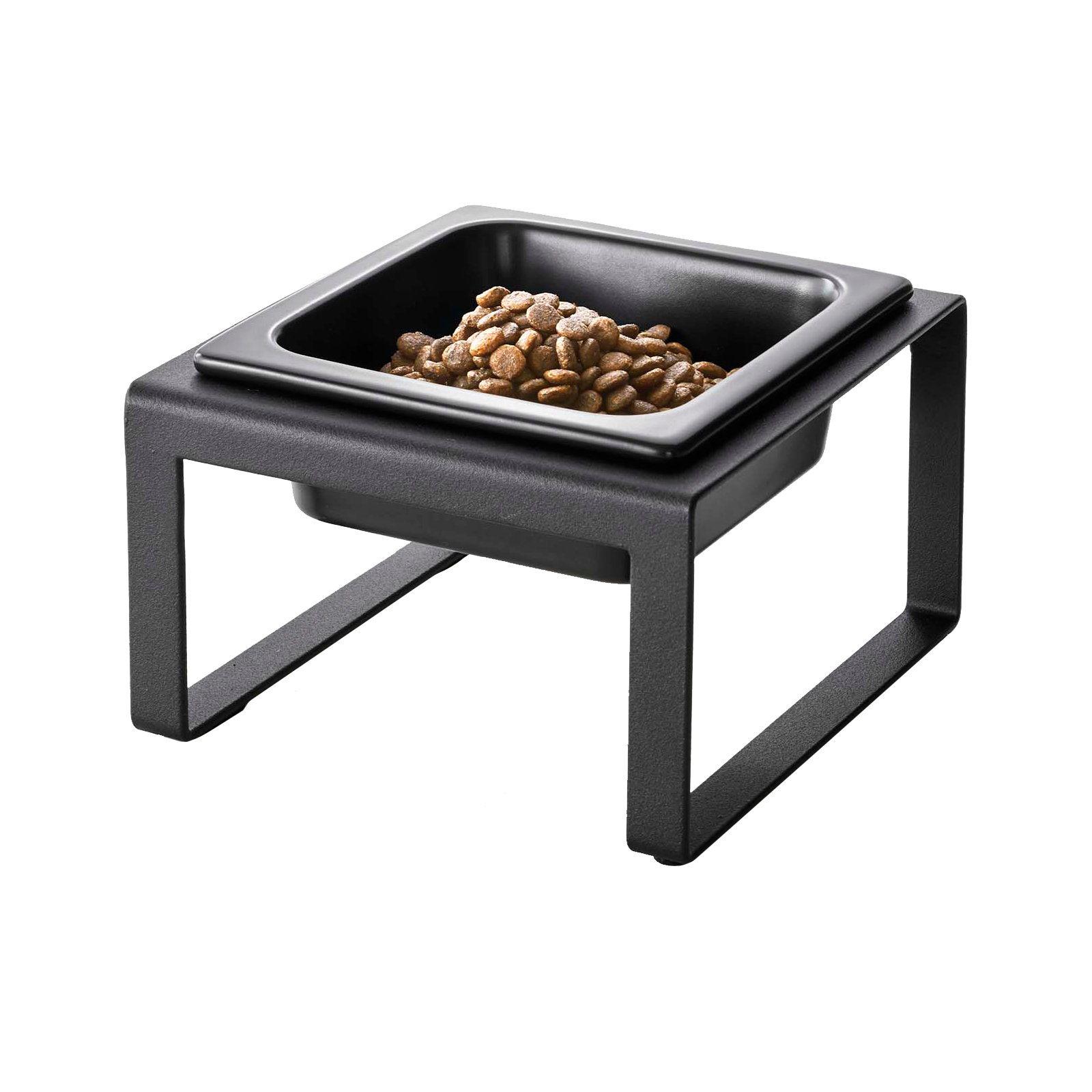 Steel and Ceramic Elevated Feeder, Black