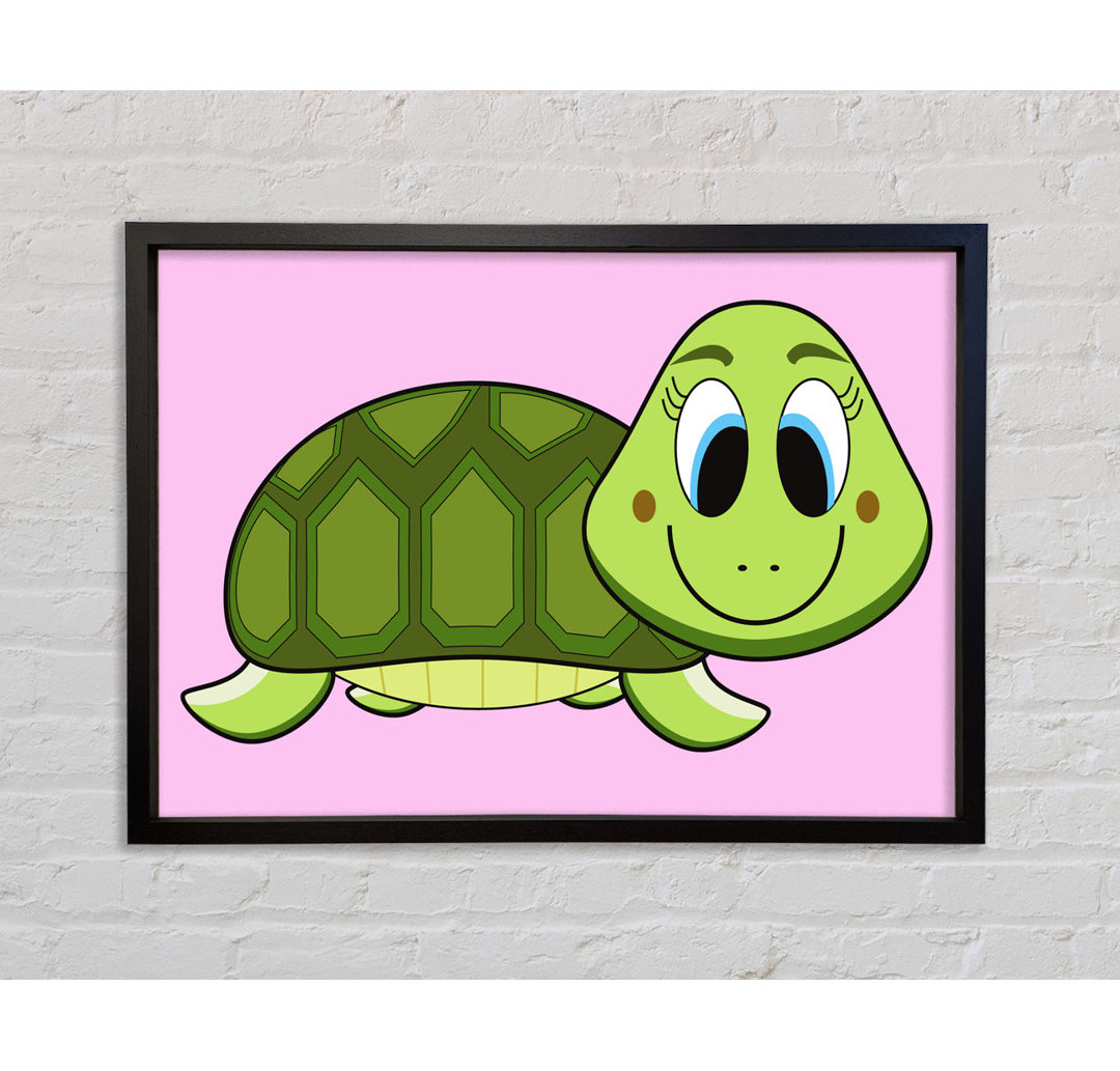 Happy Turtle Pink - Einzelner Bilderrahmen Kunstdrucke auf Leinwand