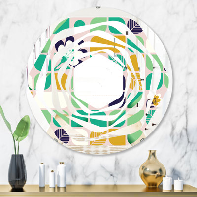 Miroir mural Whirl géométrique avec feuilles et fleurs Cottage Americana