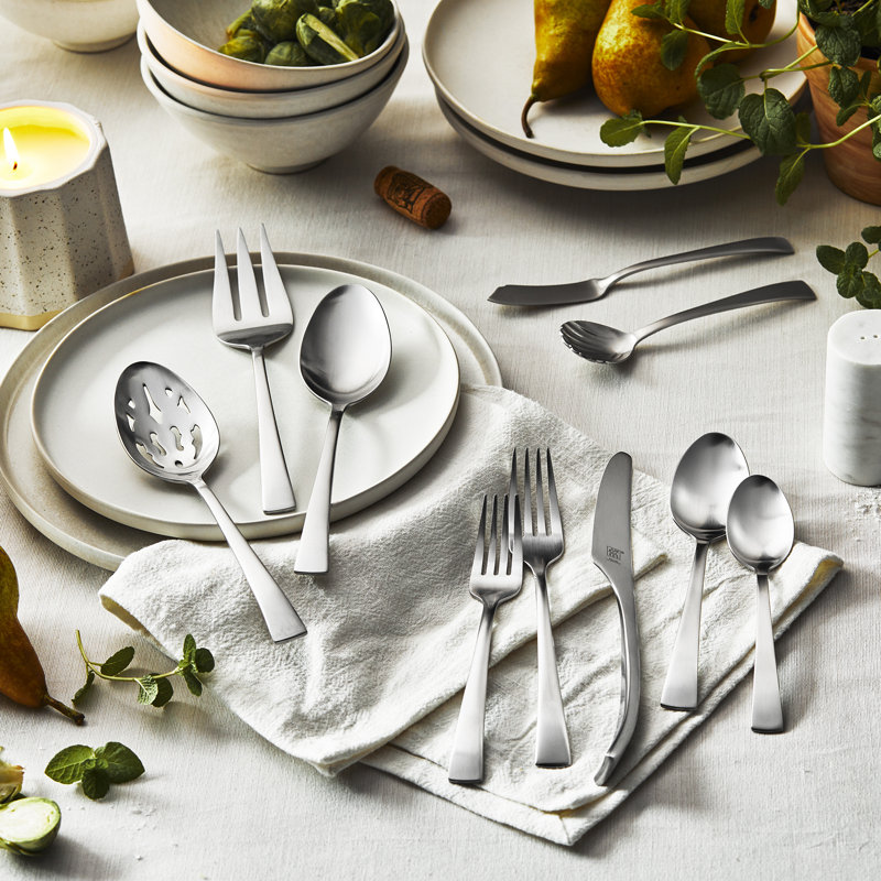 ZWILLING Bellasera (matte finish) 45-pc Satin Flatware Set, 18/10 Stainless Steel, Satin Finish (not polished)