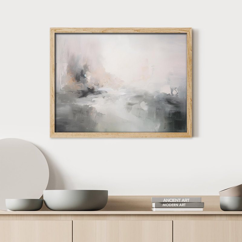«Ethereal Mist Abstract Neutral Tone» sur papier, H 11 po x l 14 po, Naturel