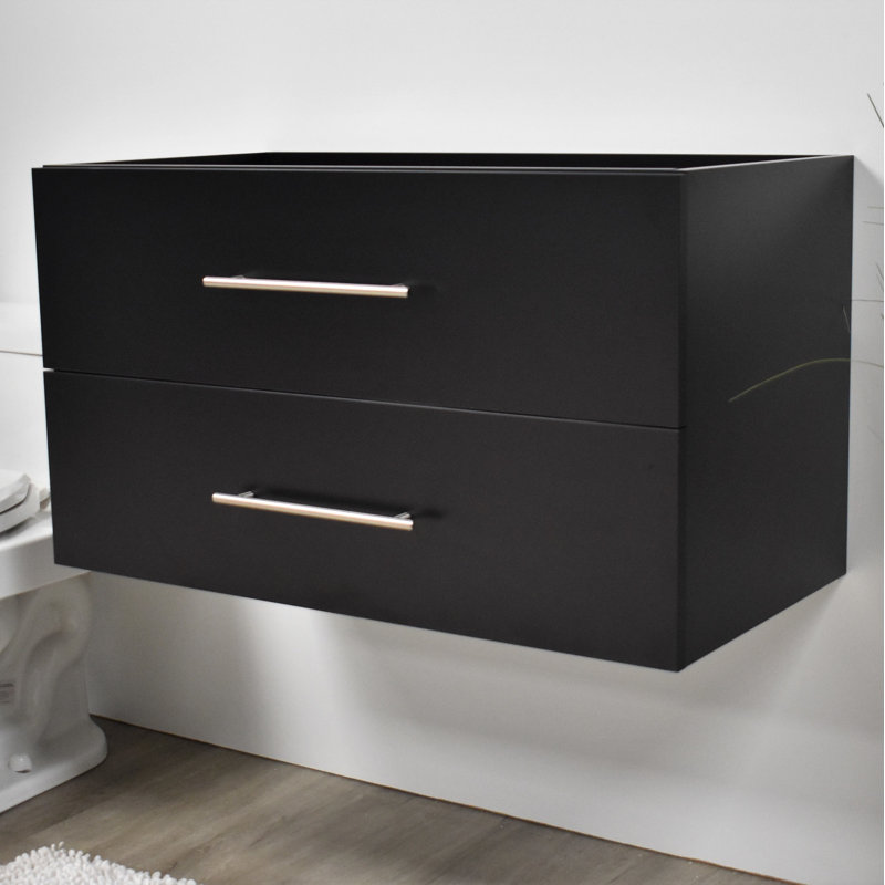 Base de meuble-lavabo mural simple 35,13 po Abdirahman, Noir
