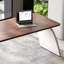 Bureau rectangulaire à 3 tiroirs en bois manufacturé brun noisette + blanc beige-933152444-933152435