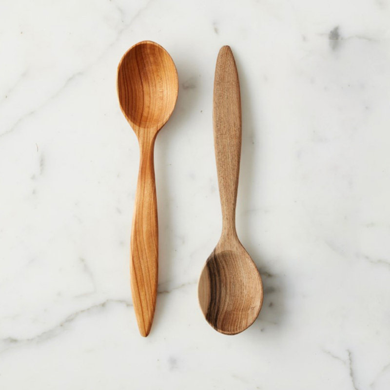 Euro Serving Spoon Set, Fruitwood