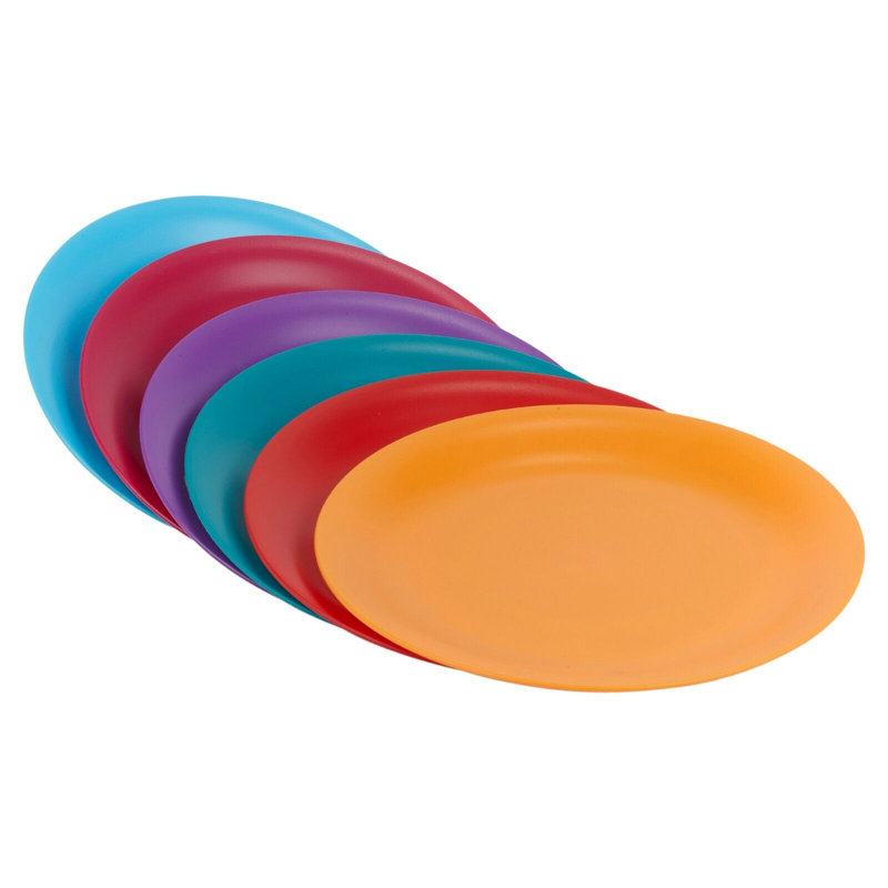Teal  6 Pcs Unbreakable Reusable Coloured Plastic Dinner Plates Kids Party Tableware, Red/Blue/Yellow/Purple