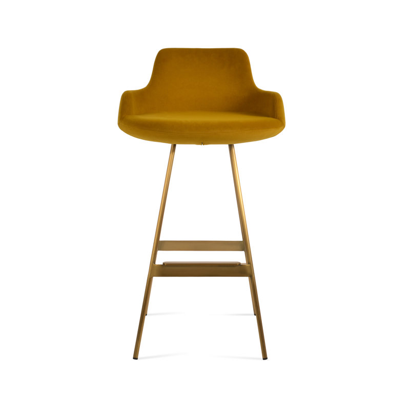 Tabouret Dervish Balat, Laiton, Curcuma, Tabouret de comptoir (siège d'une hauteur de 24,5