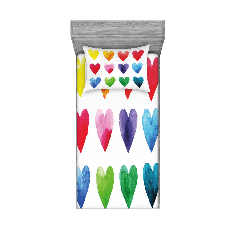 Microfiber Sheet Set, Twin XL Sheet Set with Fitted Sheet, Heart