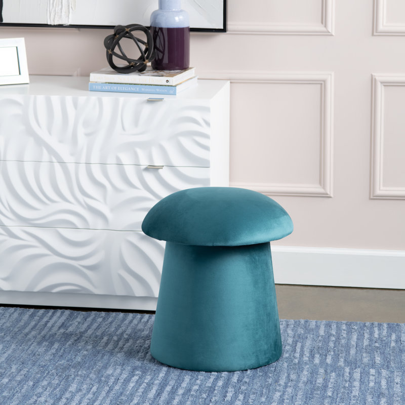 Velvet Mushroom Ottoman W/ Storage, Teal