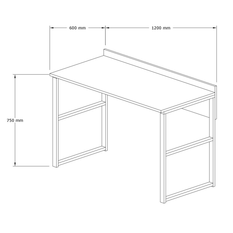 Bureau d'étude moderne à usages multiples, noyer et noir, 44,1 po x 30,9 po x 23,6 po | 100% panneau de particules enduit de mélamine, 0,7 po d'épaisseur | Cadre en métal durable, rangement supplémentaire, idéal pour les bureaux à domicile et les espaces d'étude