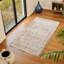 Brown Traditional Washable Rug, Bordered Floral Anti-Slip Rug For Living Room, Dining Room, Bedroom-1272132523