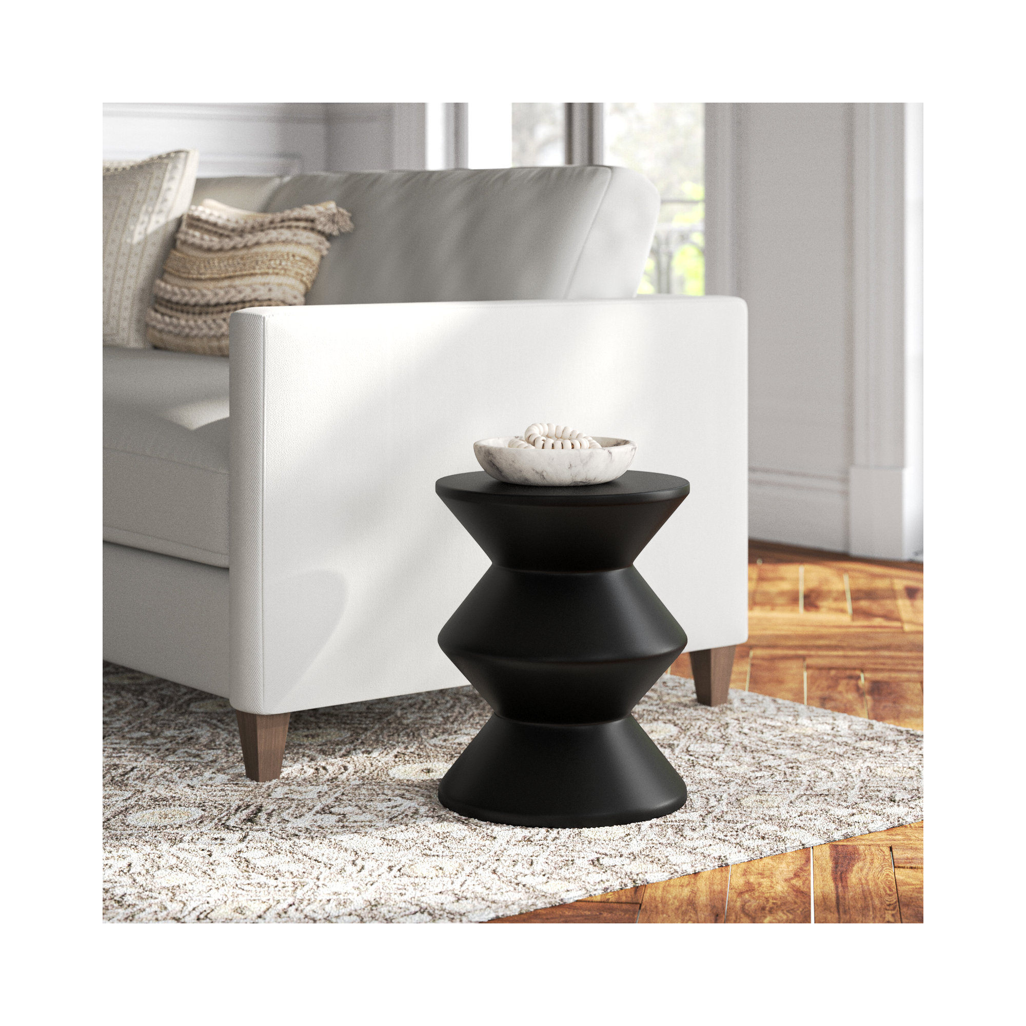 Isiah Concrete Inverted Side Table, Black