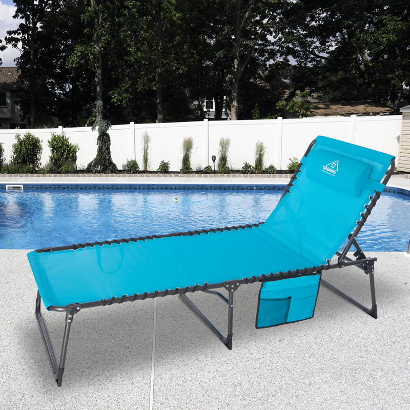 Chaise longue inclinable 74,02 po, Bleu