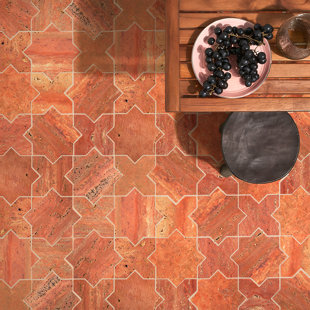 Carrelage mosaïque en croix et étoile en travertin et marbre