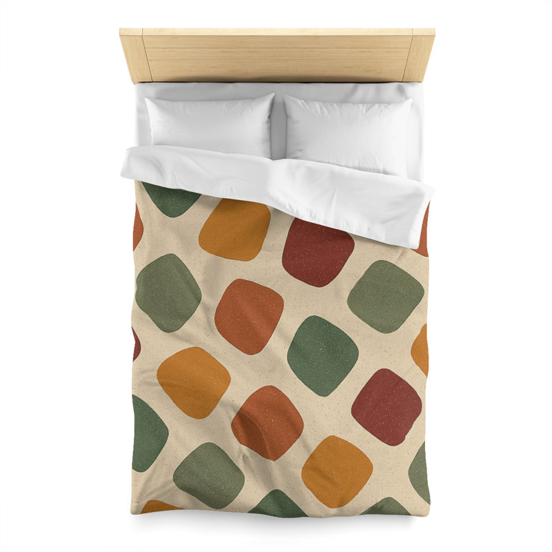 Microfiber Duvet Cover Boho Style, Design 48, Twin Duvet Cover, White