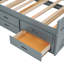 Lit simple gris en bois avec tête de lit avec rangement, conception extensible avec lit gigogne simple et 3 tiroirs de rangement-498488767-498488766