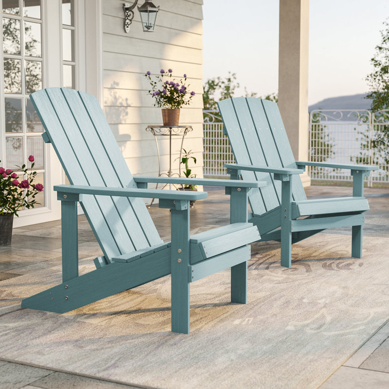 Chaise Adirondack en plastique Lall, Bleu lac