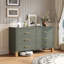 Commode double 6 tiroirs en vert olive, armoire de rangement moderne avec poignées en métal et pieds en bois massif, organisateur de tiroir pour chambre d'enfant, commode en bois robuste avec préinstallé