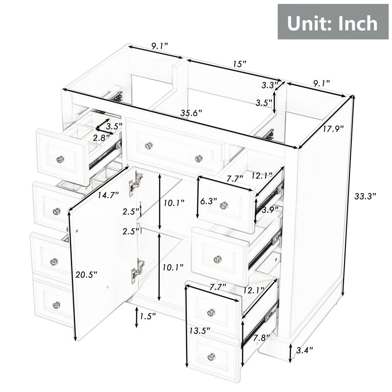 Meuble-lavabo simple sans comptoir, Brun