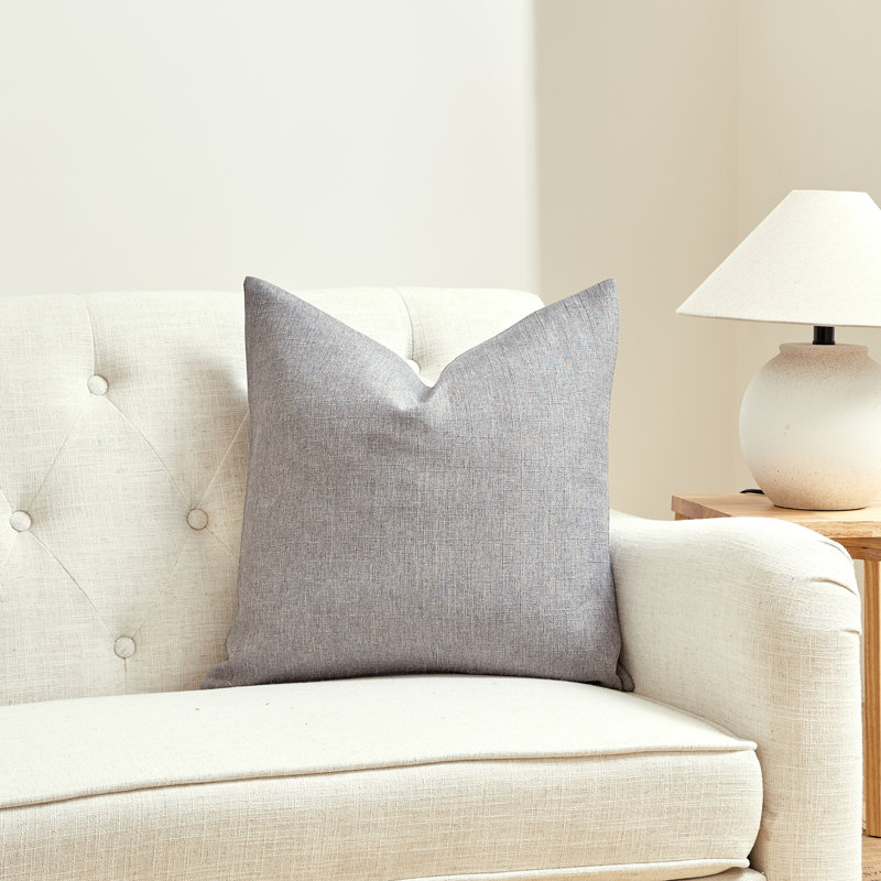 SEATTLE SOLID Linen Reversible Throw Pillow, Polyester, Gray