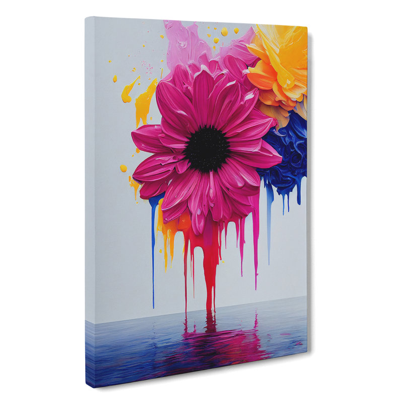 Paint Drips Flowers No.2 Abstract - Wrapped Canvas Print, 60cm H x 40cm W x 3cm D
