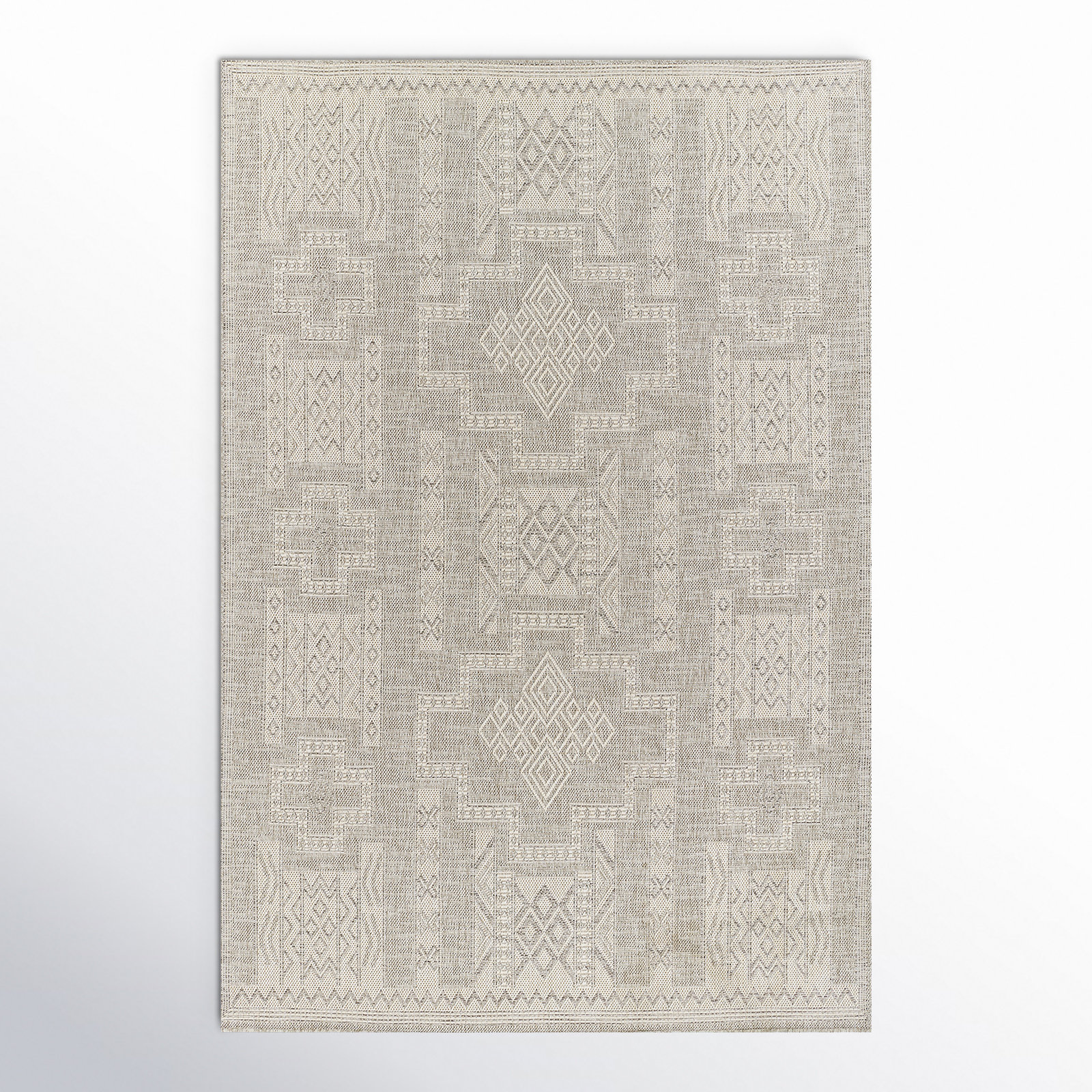 Pavia Gray Indoor/Outdoor Rug, Rectangle 5'3" x 7'