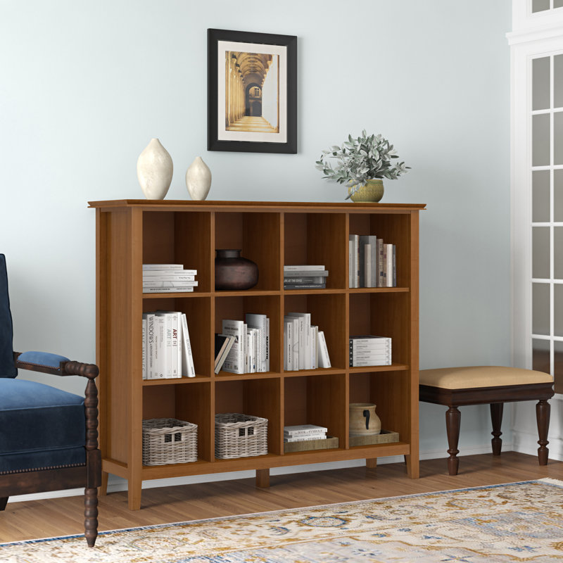 Honey Brown Solid Wood 12 Cube Storage Unit