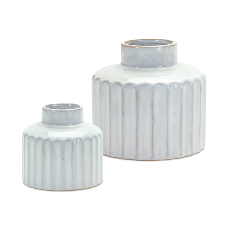 Ensemble de 2 vases de table en porcelaine blanche 2 pièces Rawley
