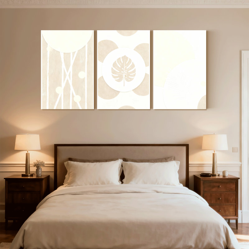 Ensemble de 3 reproductions d'art contemporain sur toile avec motif géométrique abstrait Boho, H 18 po x l 36 po