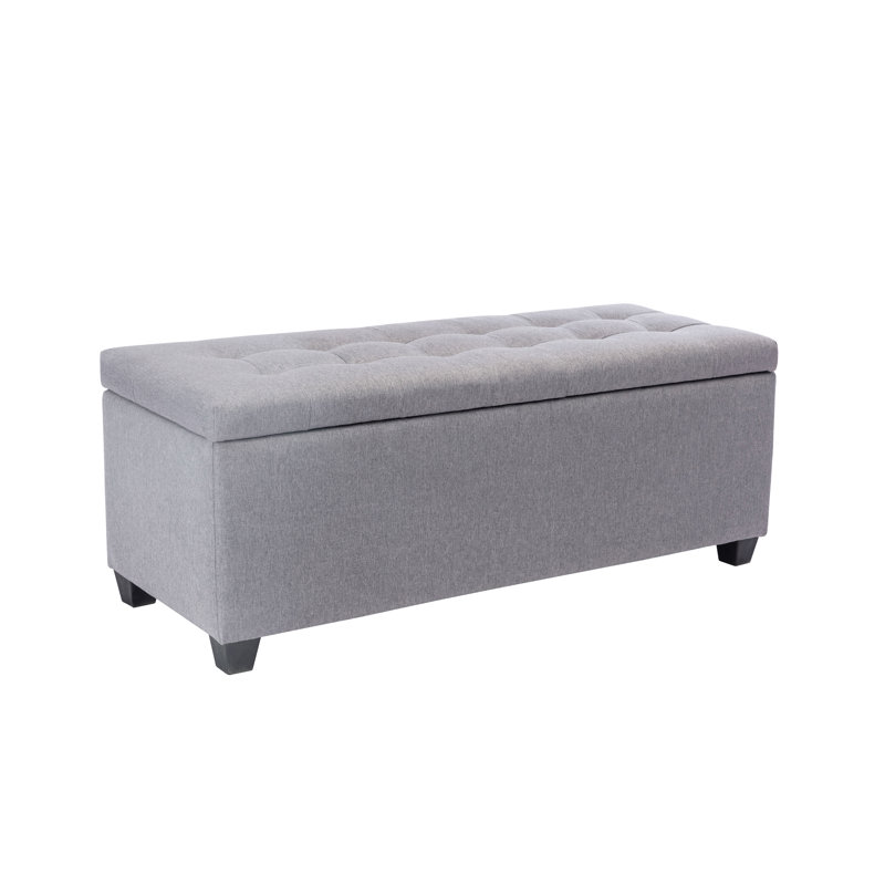 Fabric Upholstered Storage Bench, Grey