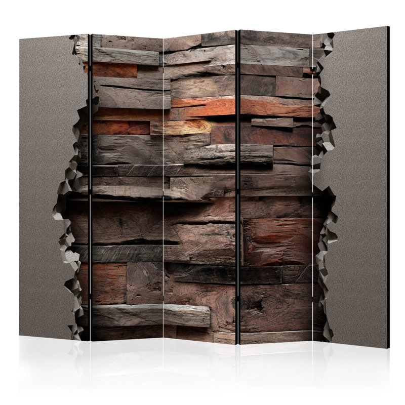 Bucci 225cm W x 172cm H 5 - Panel Solid Wood Folding Room Divider