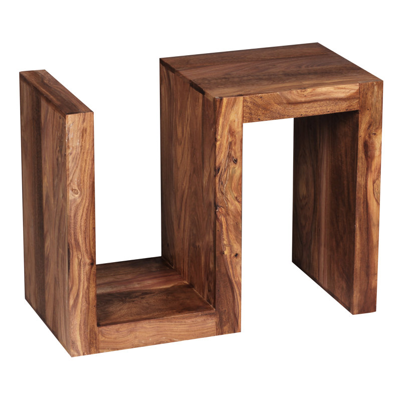 Leverett Solid Wood Pedestal End Table, Sheesham