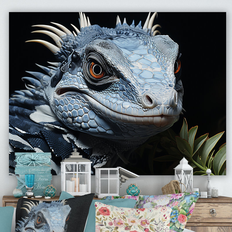 Amphibien curieux reptile, H 16 po x l 32 po x P 1 po, Toile tendue