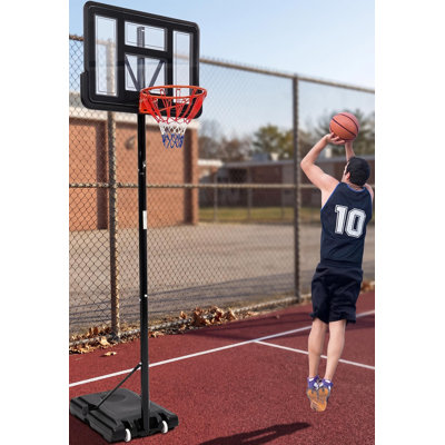 Panier de basketball réglable pour adultes et enfants - panneau incassable de 44 po, base à roulettes stable, acier antirouille, assemblage facile pour une utilisation intérieure / extérieure, noir