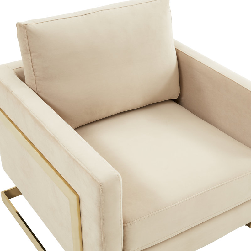 Fauteuil d'appoint rembourré en velours Lincoln, Beige