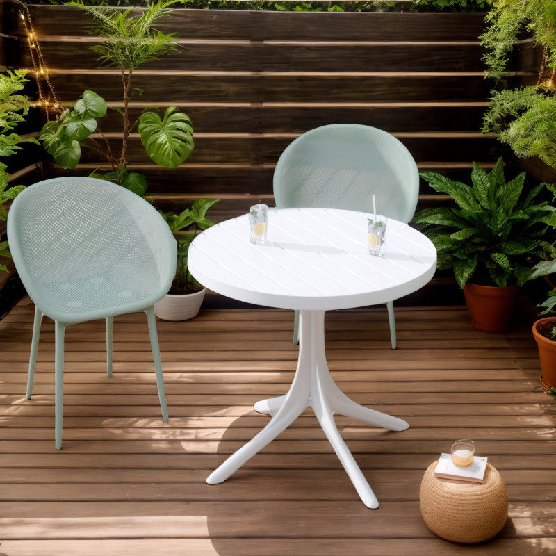 Modern Lounge Chairs 2-Pack Indoor/Outdoor - Lightweight All-Weather PP Plastic for Patio, Beach, Living Room, Pale Green