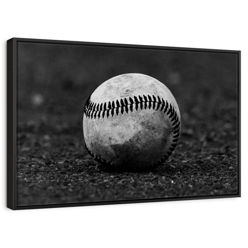Baseball monochrome, 19 po x 13 po, Cadre flottant noir
