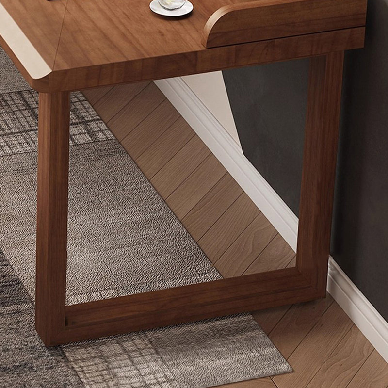 Bureau d'écriture en L en bois massif brun noisette, H 29,53 po x l 62,99 po x P 47,24 po, Brun noyer, Retour à gauche