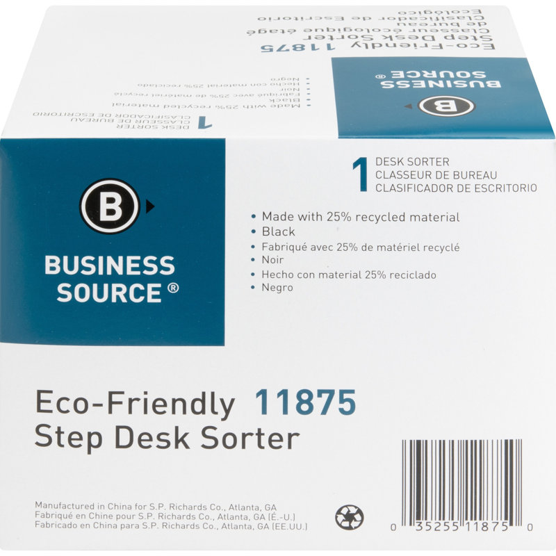 Black Plastic 6-Compartment Incline Desk Sorter