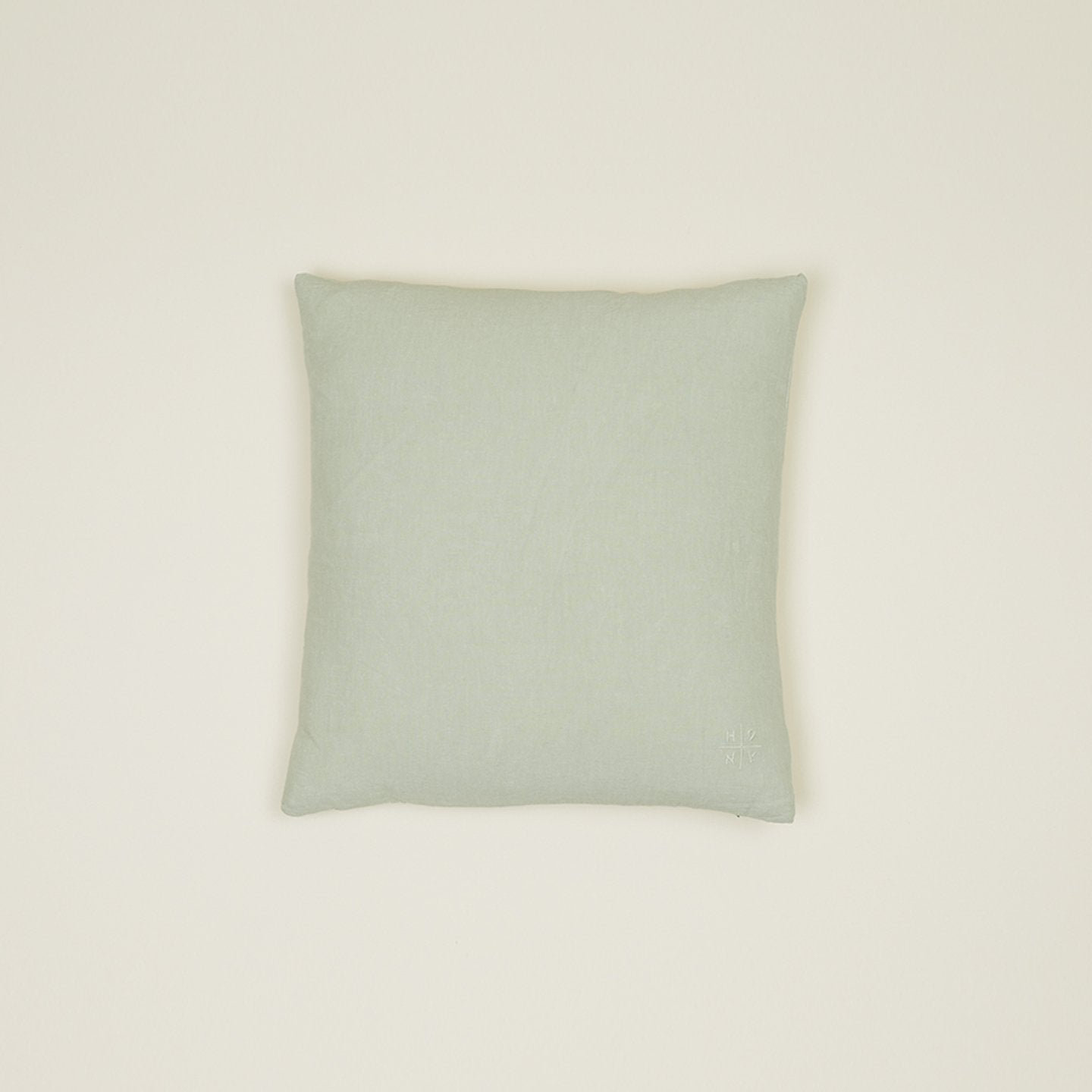 Simple Embroidered Linen Throw Pillow, Sage, Square 18"