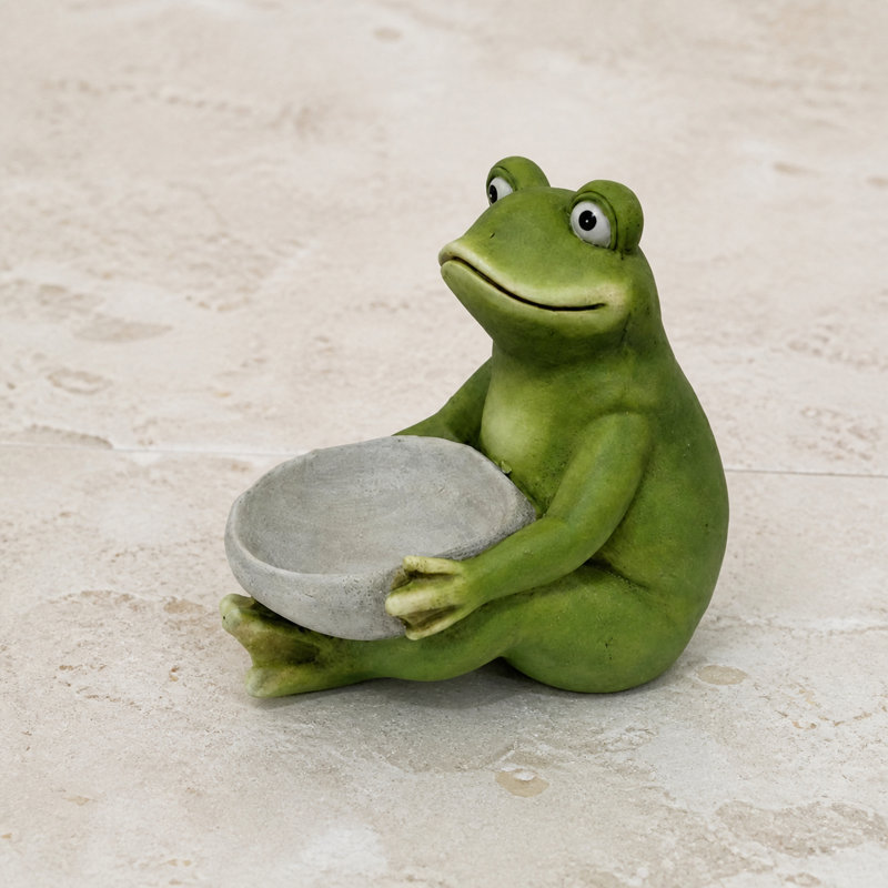 Frog Garden Statue with Bowl