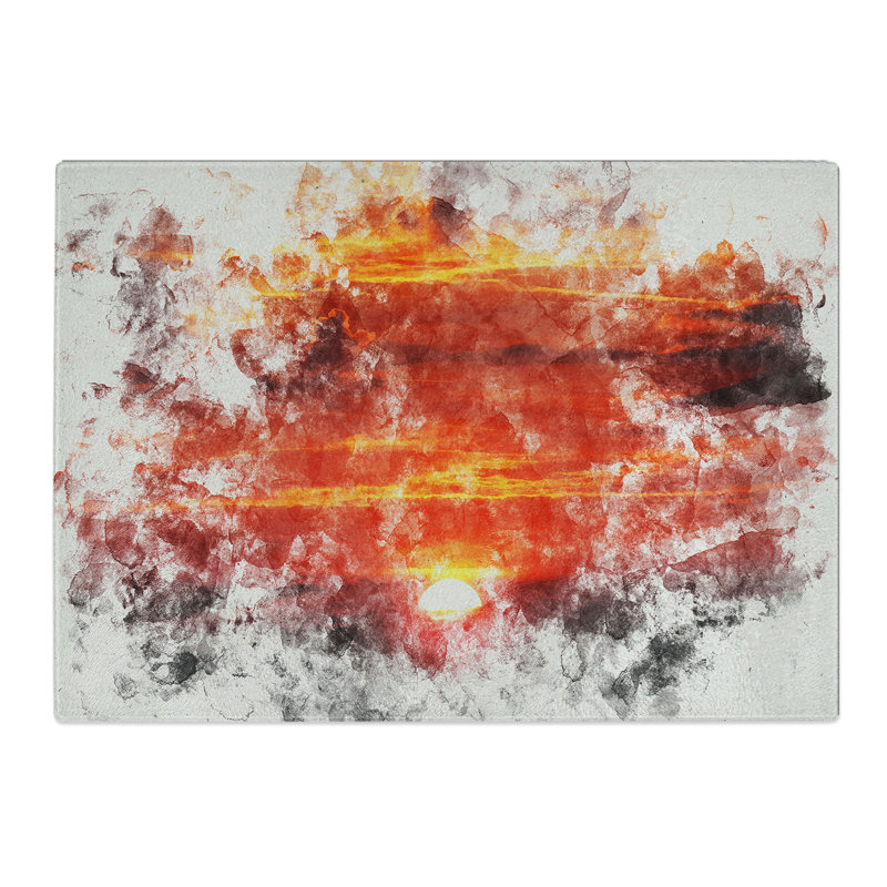 Sunset Watercolour Chopping Board, 0.4cm H x 20cm W x 28.5cm L