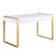 Bureau d'ordinateur moderne blanc / doré à 2 tiroirs pour bureau, salle d'étude à domicile, bureau d'ordinateur en bois laqué