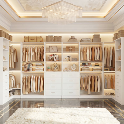 Welles Closet System with Wood Drawers, Hanging Rods