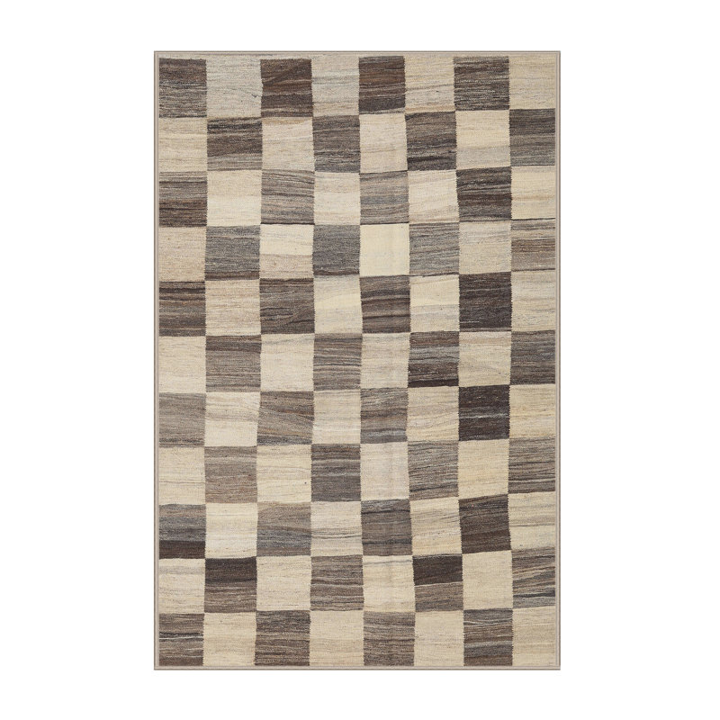 Tapis abstrait beige / olive, Rectangle 8 pi x 10 pi