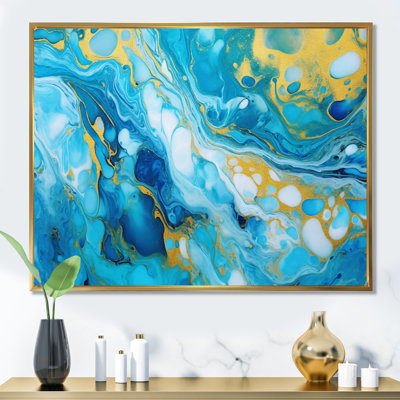 «Turquoise Luxury Abstract Fluid Art X», reproduction d'art sur toile